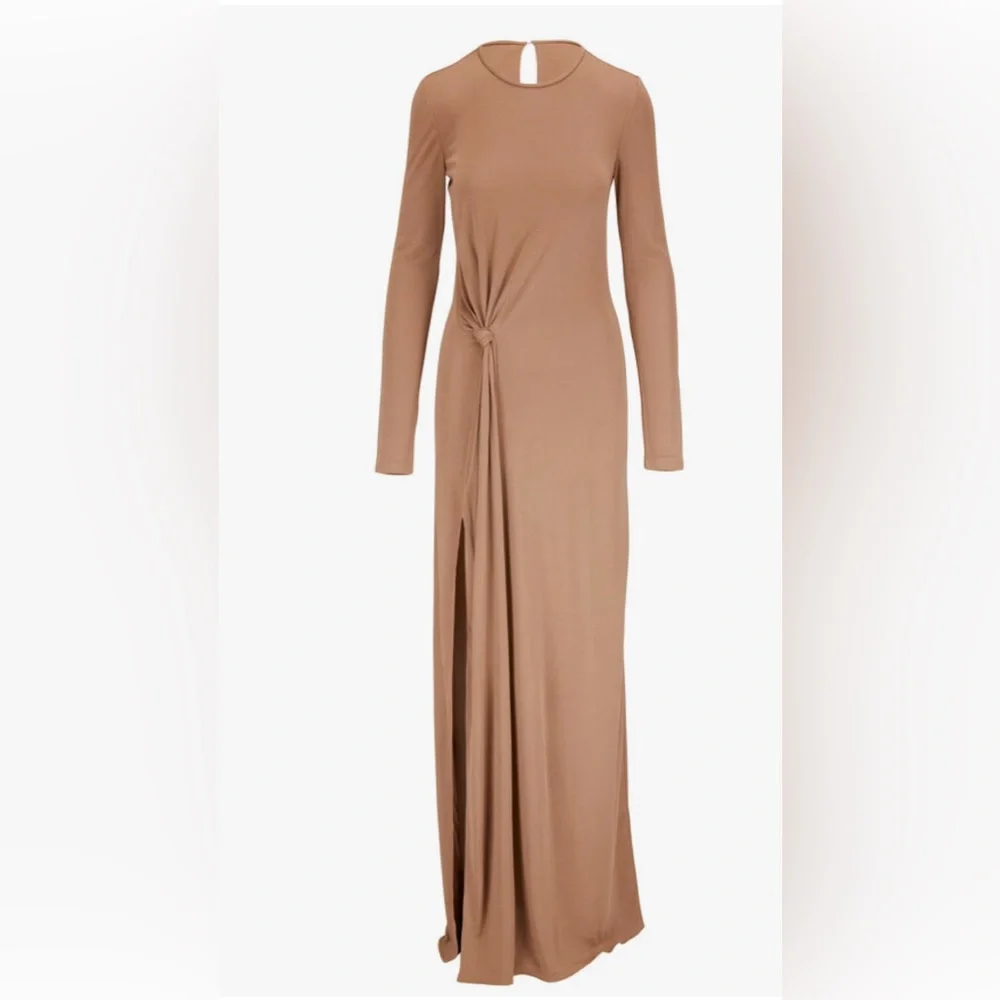 ๐ฏAuthentic SAINT LAURENT Natural Beige Side Knot Gown, Seen on TV on EMMA ROBERT - Picture 15 of 17